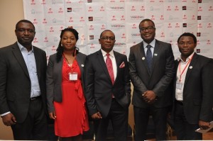   (L-R) Ayo Stuffman, Managing Director, Vas2nets Technologies Ltd; Maurice Newa, Chief Commercial Officer, Airtel Nigeria; Seyi Ibidapo representing Saving One Million Lives Initiative and David Hutchful of Grameen Foundation at the launch of Mobile Midwife and Dial a Doctor Services in Lagos on Thursday.